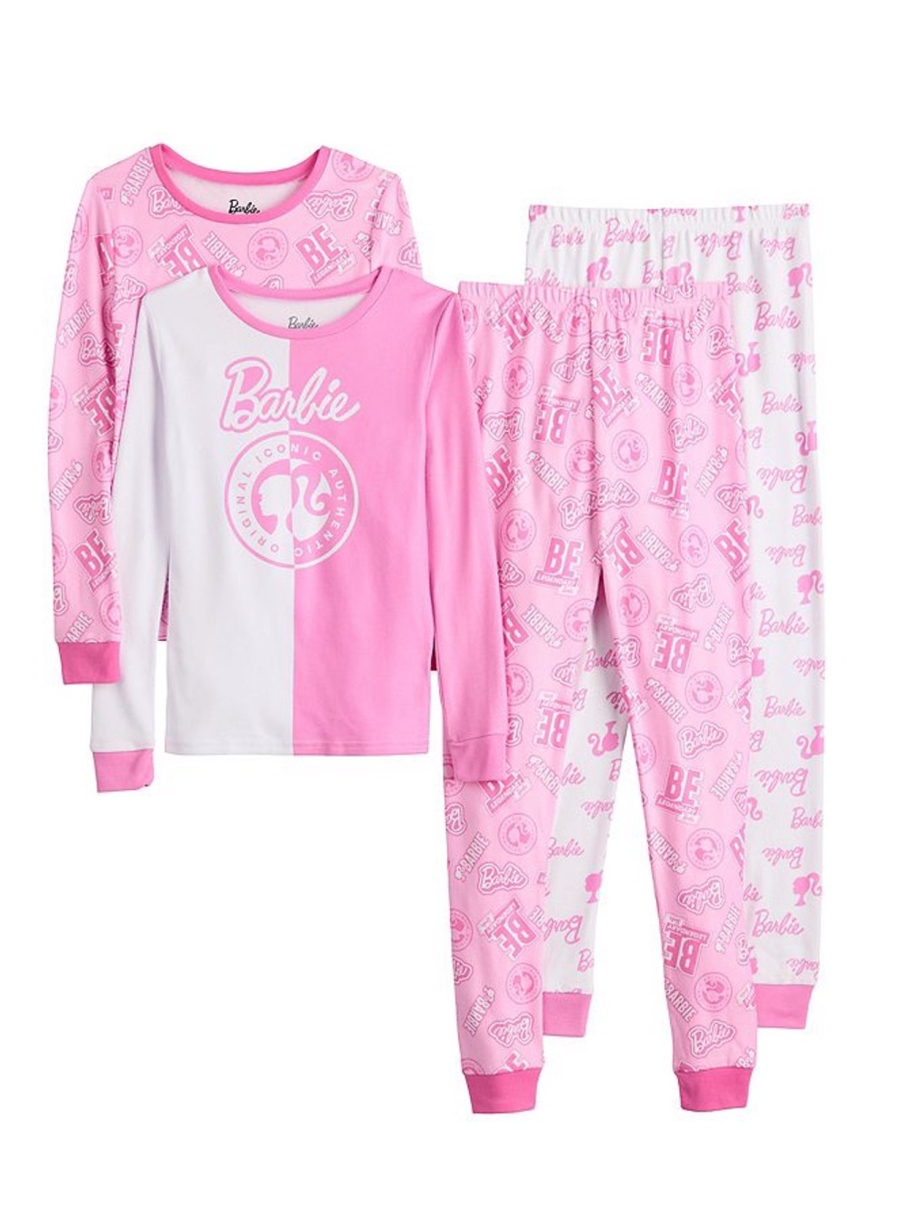 Barbie 4-pc. Girls Pink and White Pajama Set